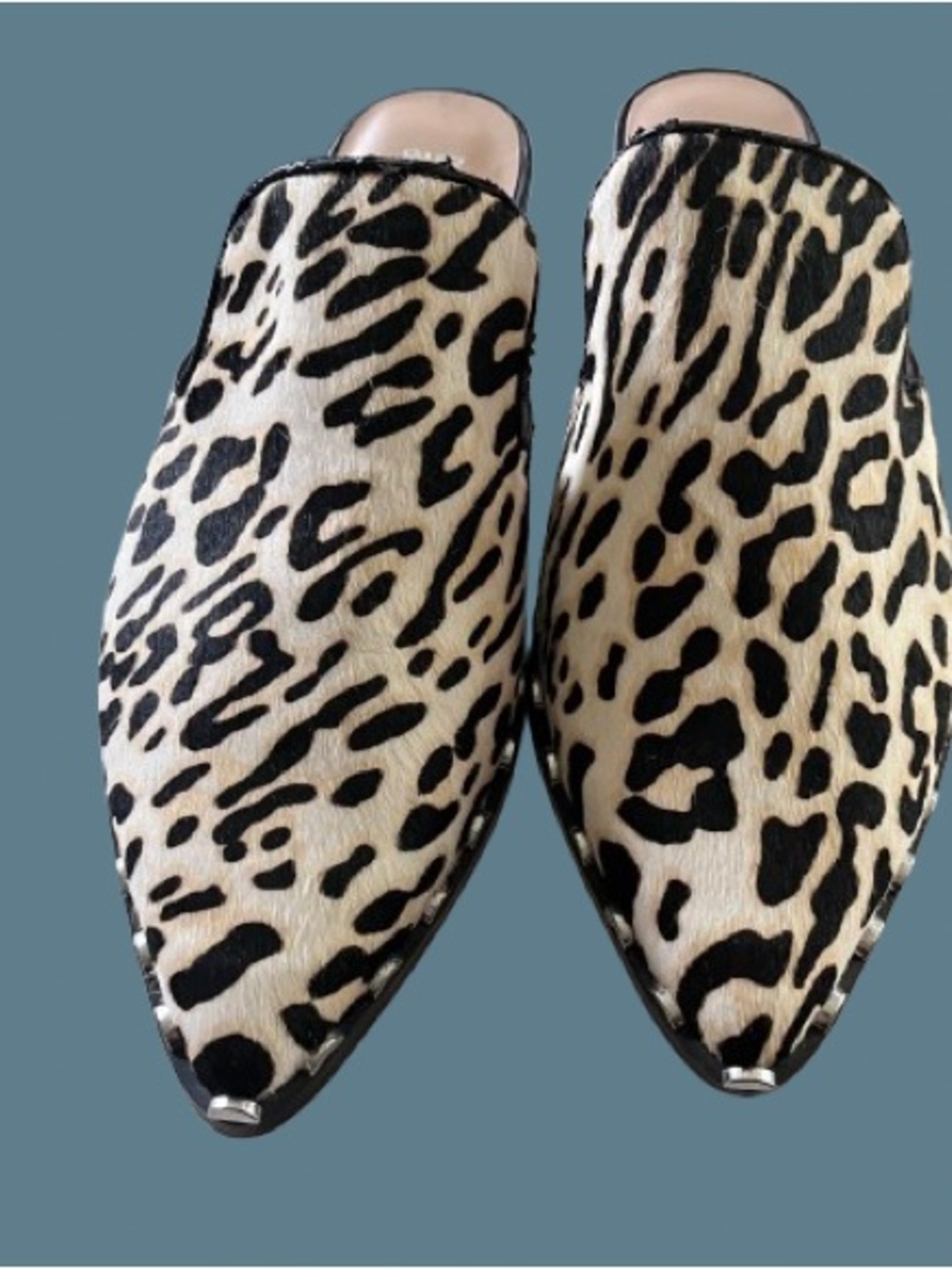 Bleecker & Bond Leopard Print Slip-On Mules - Tan & Black - Picture 4 of 5